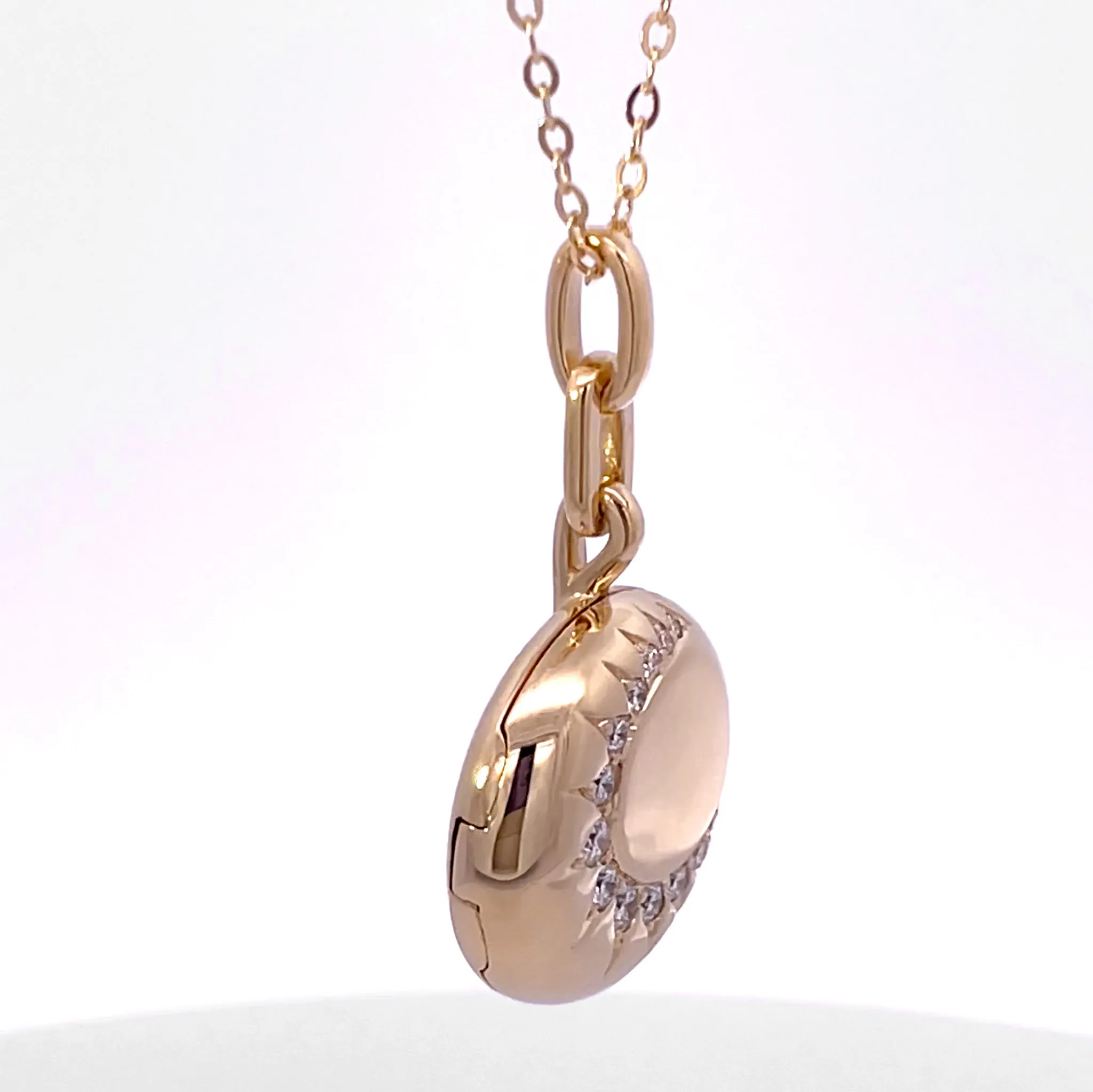 "Sun" Gold Locket Necklace with Diamonds