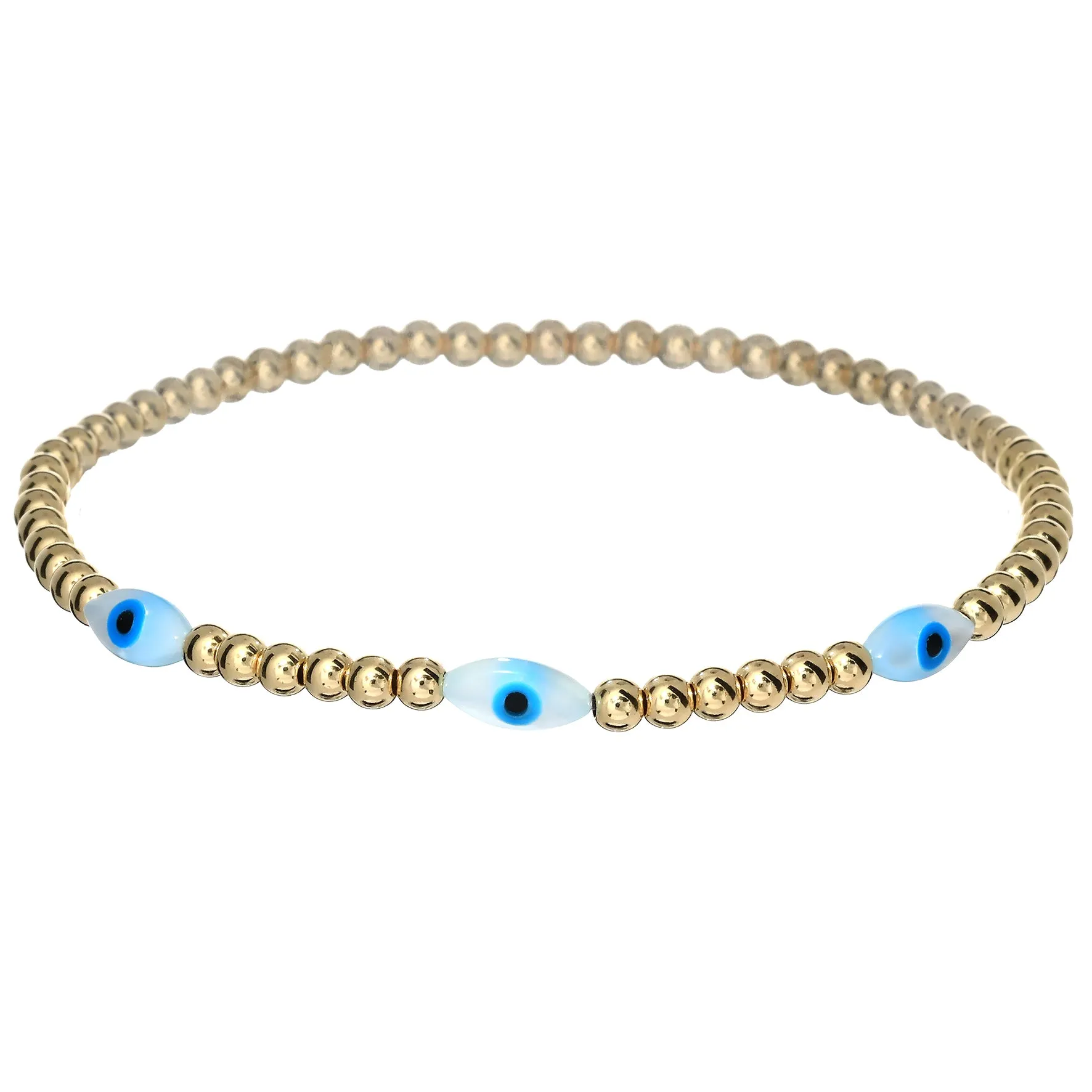 "TRIPLE OVAL EVILEYE" Opal Charm Bracelet