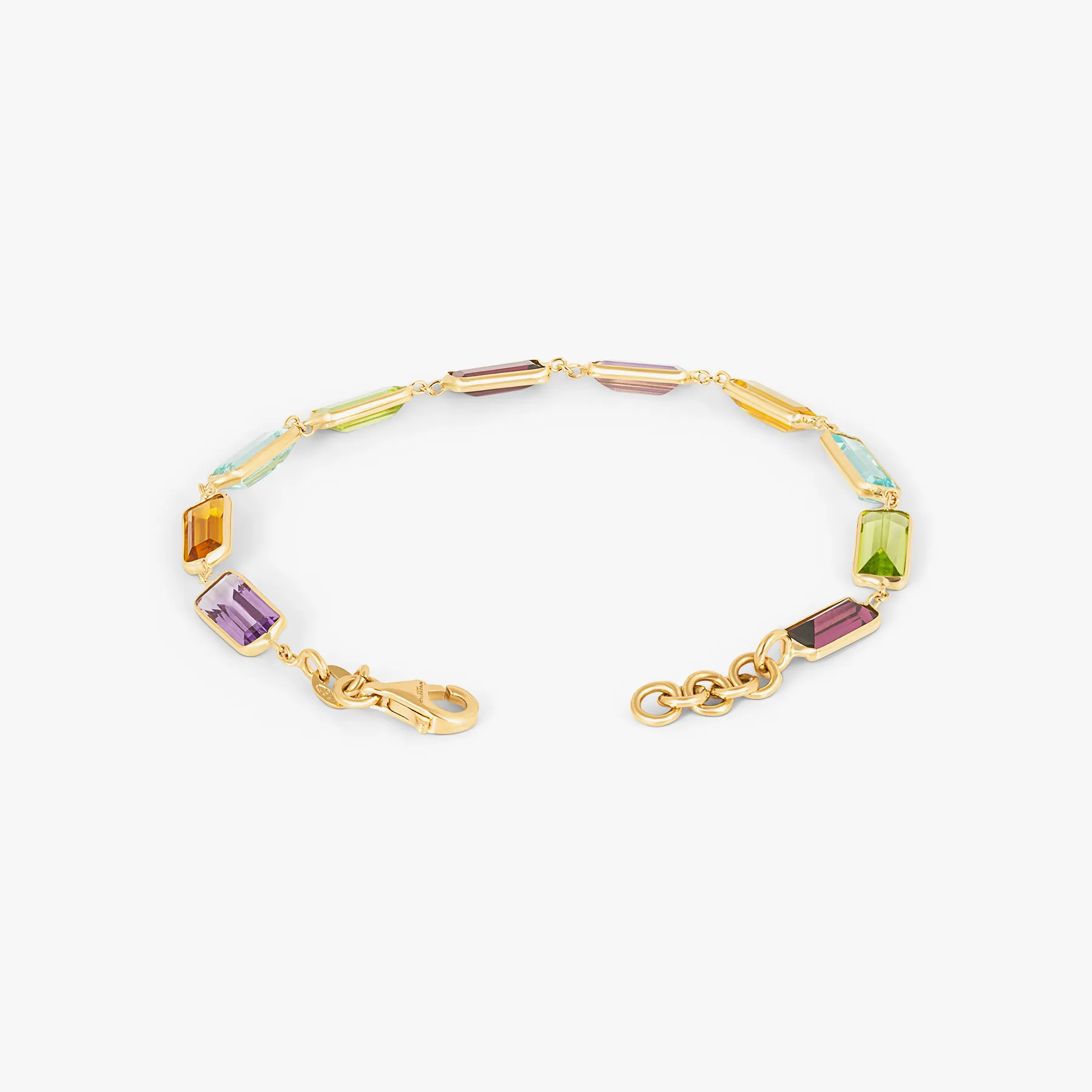 Rainbow Baguette Bracelet In 18K Yellow Gold