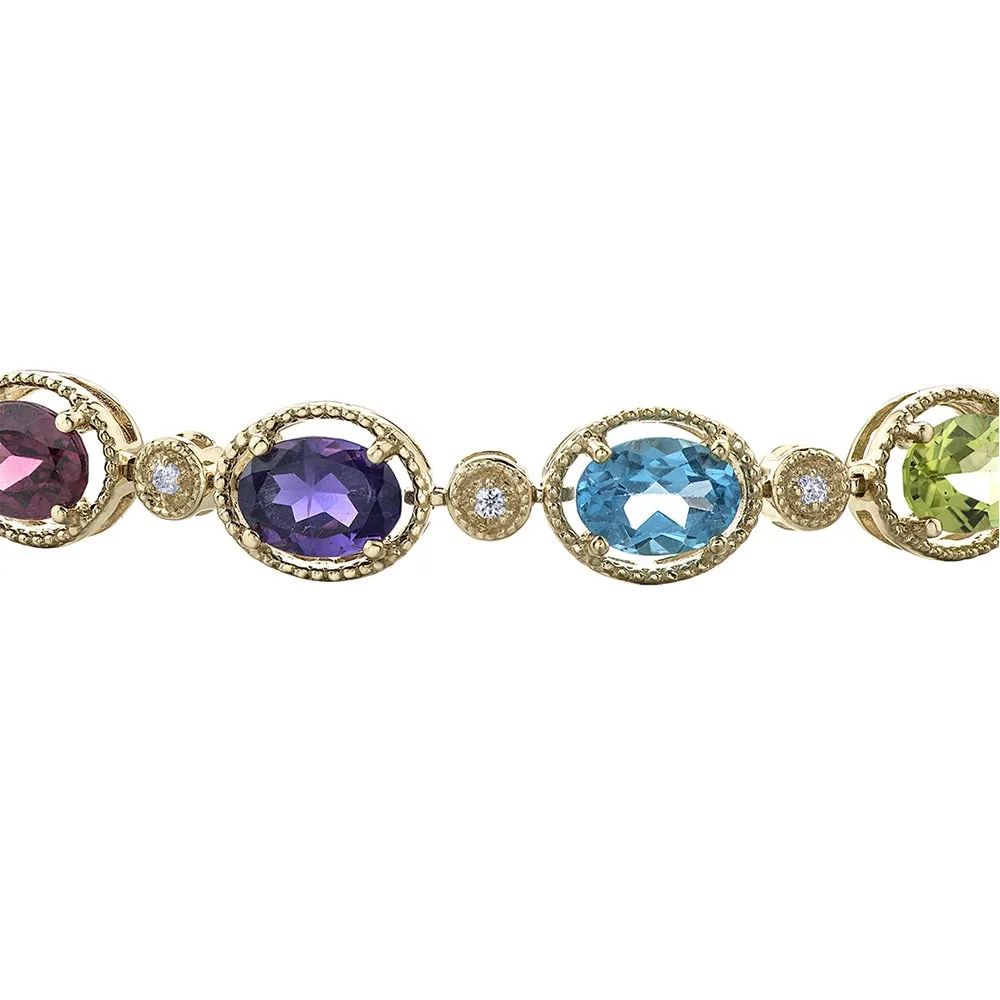 Rainbow Gemstone and Diamond Bracelet