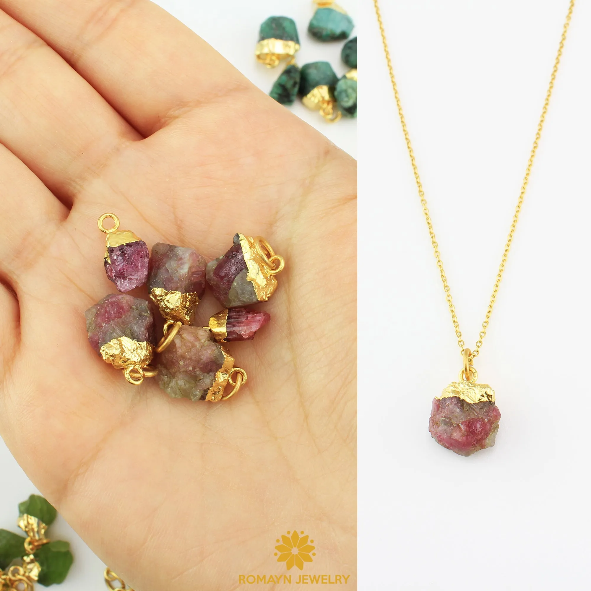 Raw Birthstone Earrings Necklace, Wholesale Price