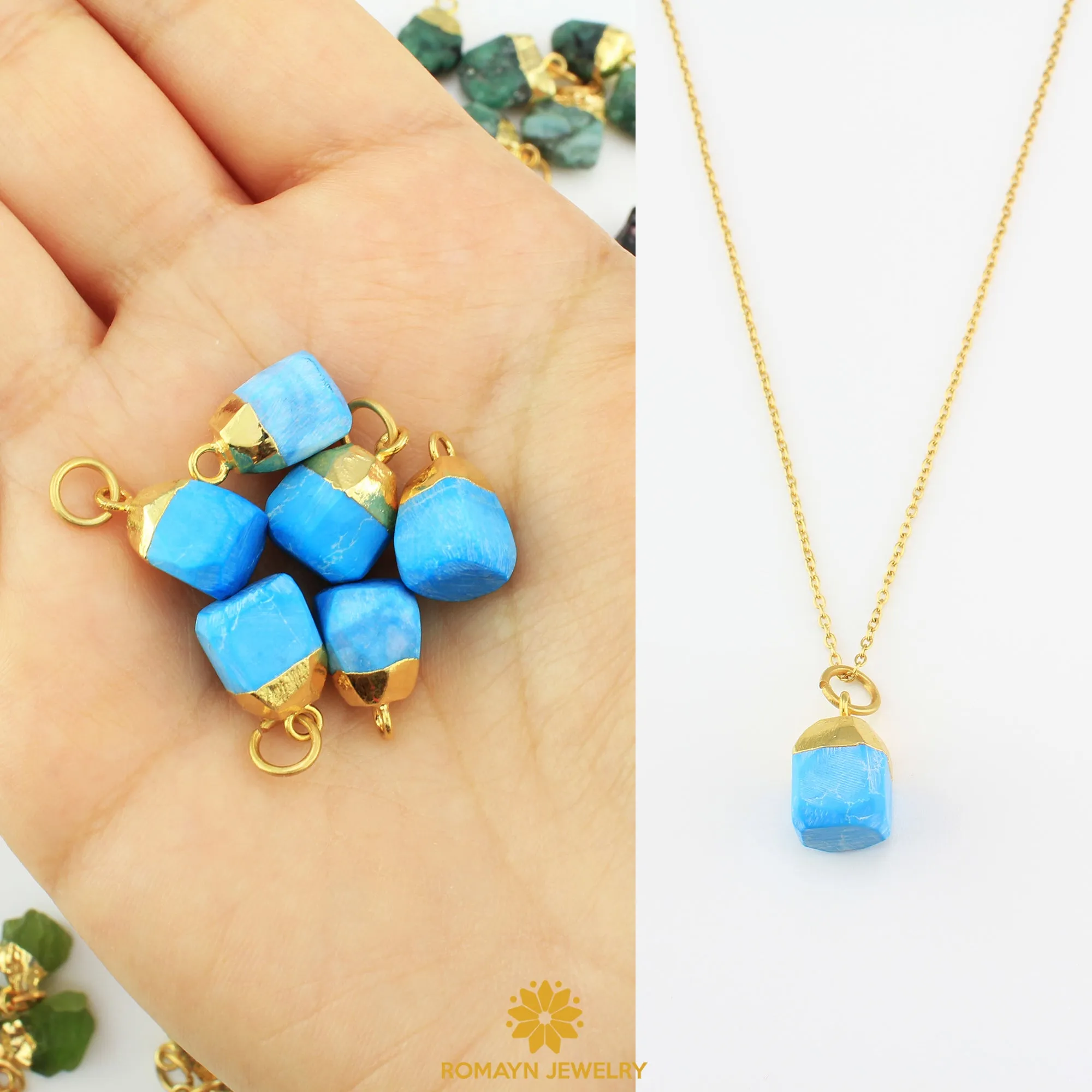 Raw Birthstone Earrings Necklace, Wholesale Price