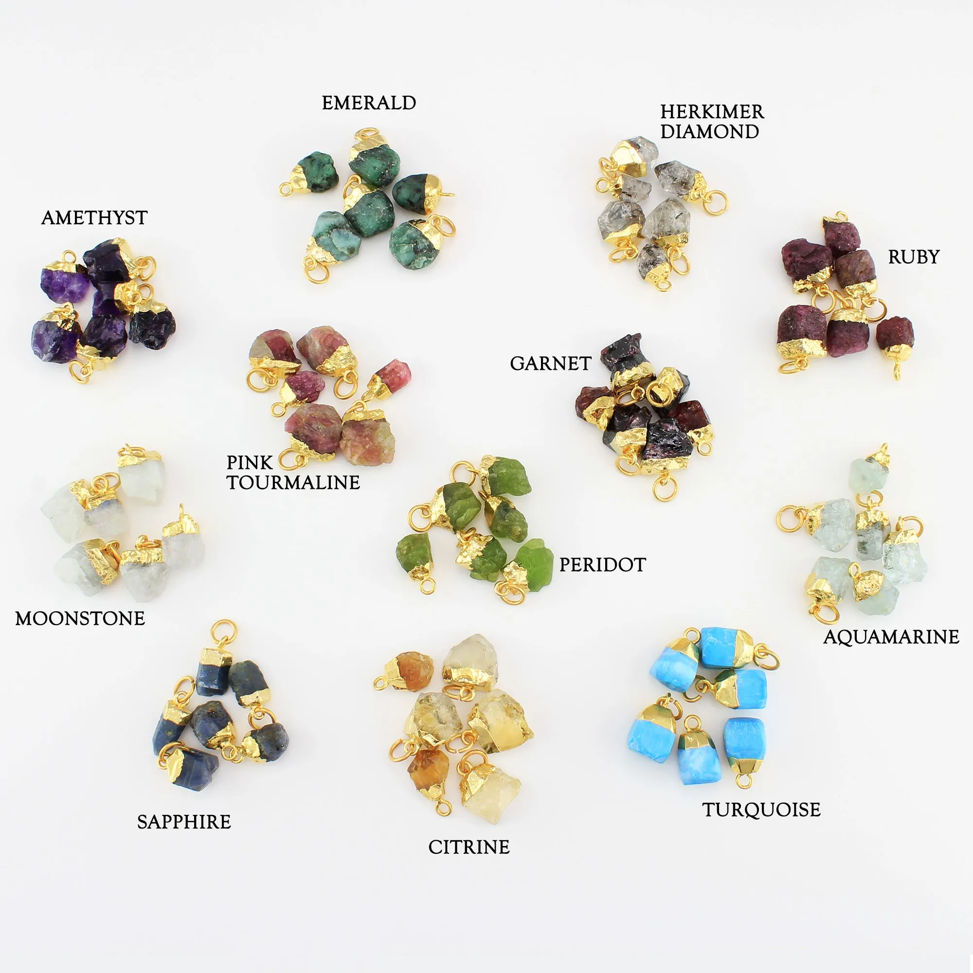 Raw Birthstone Earrings Necklace, Wholesale Price