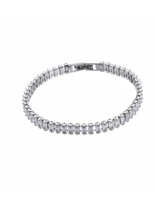 Rectangle CZ Tennis Bracelet Silver 6mm