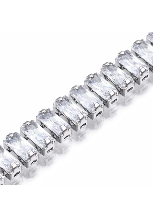 Rectangle CZ Tennis Bracelet Silver 6mm