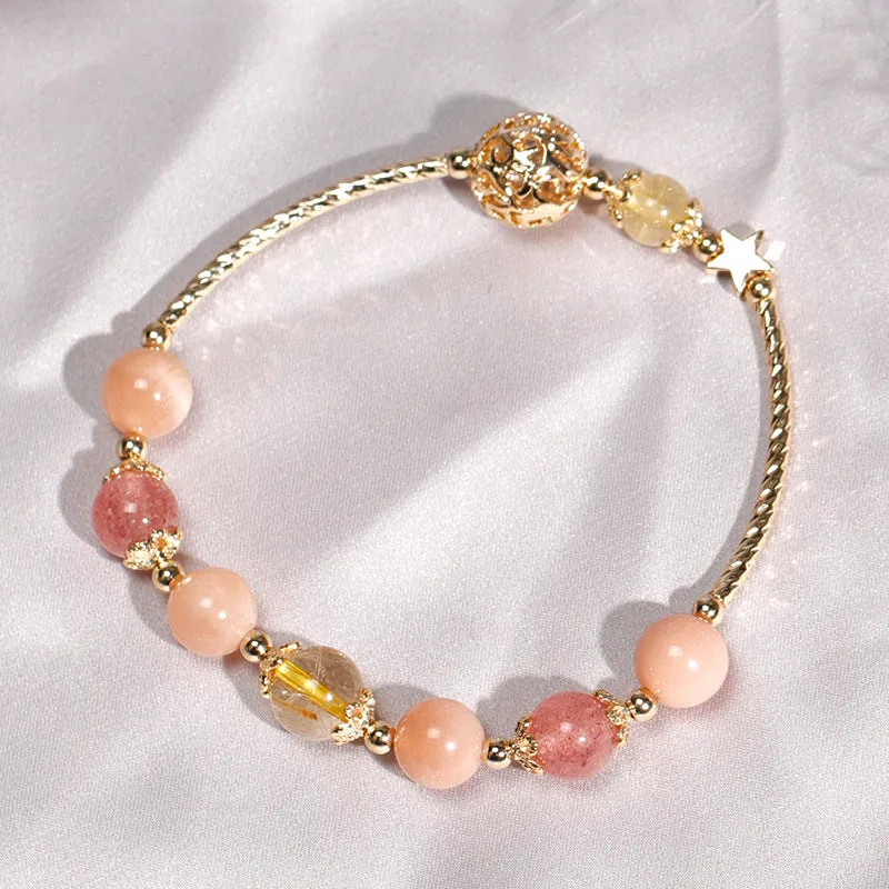 Red And Green Strawberry Crystal Opal Bracelet