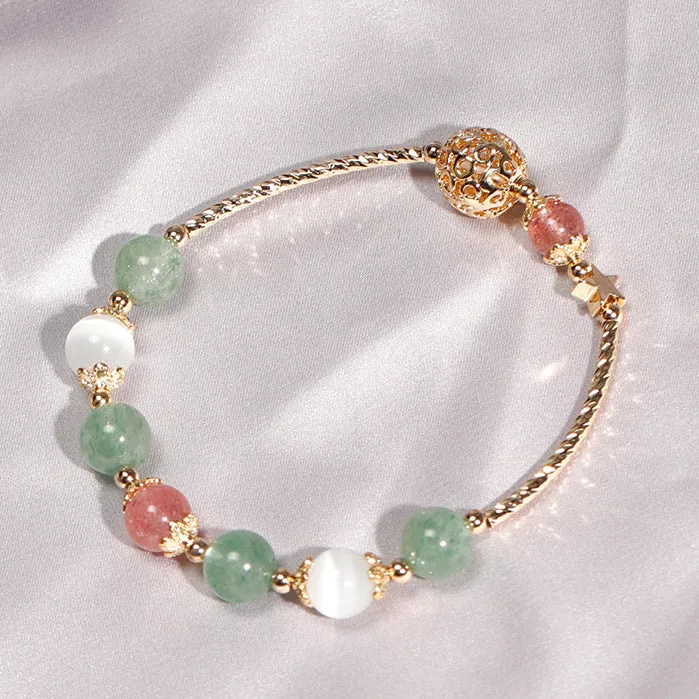 Red And Green Strawberry Crystal Opal Bracelet