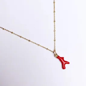 Red Mini Coral Branch Necklace