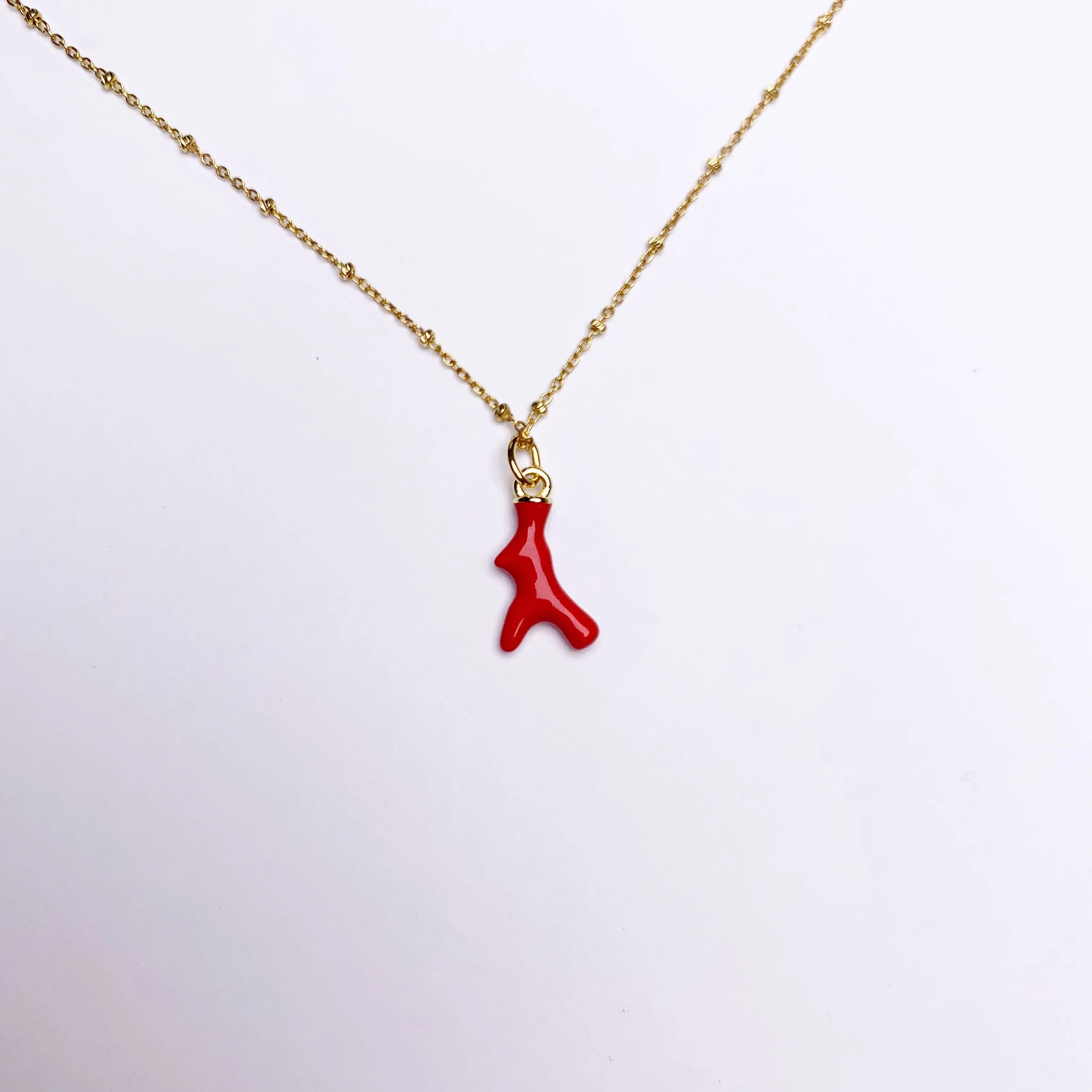 Red Mini Coral Branch Necklace