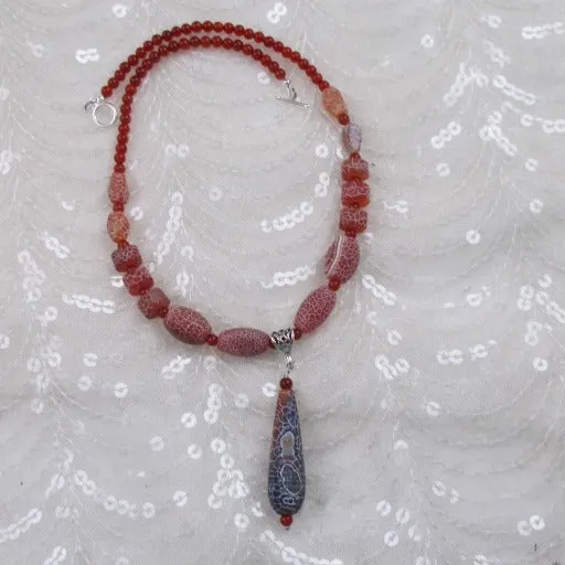 Red Orange  Gemstone Agate Neck Wear