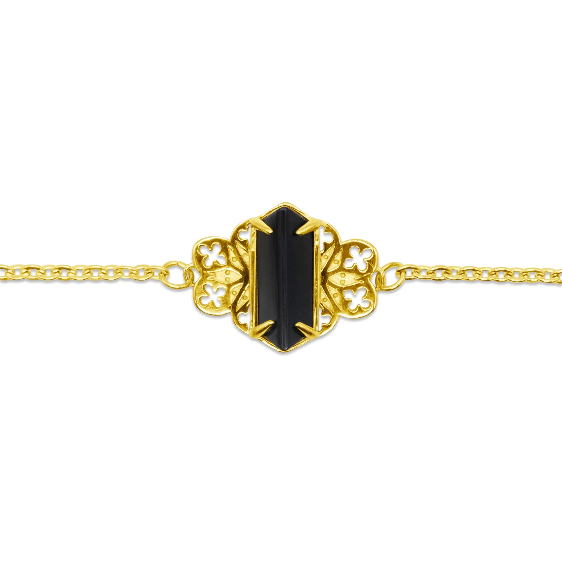 Repent Medieval Black Gemstone Gold Choker Necklace