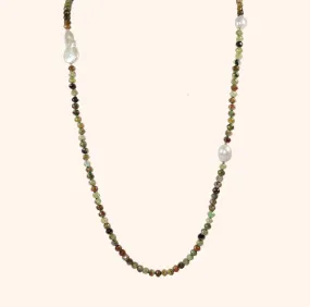 Rhyolite Jasper Pearl Necklace