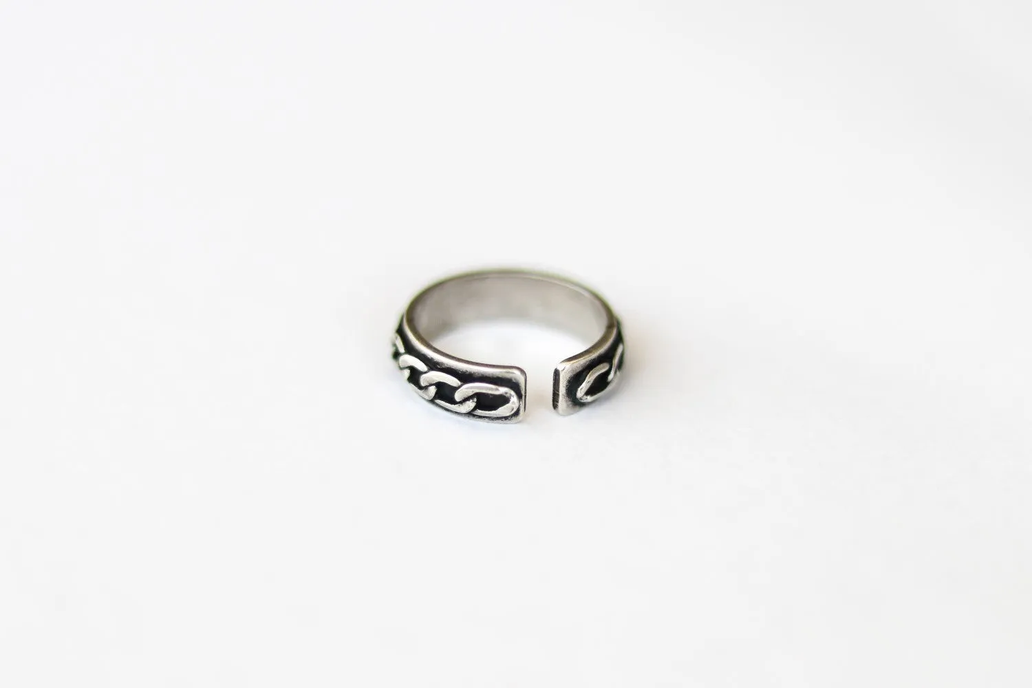 Ring for men, cuban chain style ring, silver men's ring, boyfriend gift for him, adjustable ring, minimalist mens jewelry, stacking ring man