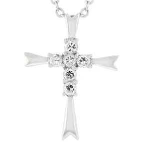 Riva Cluster Cubic Zirconia Sterling Silver Cross Pendant | .925 Sterling Silver