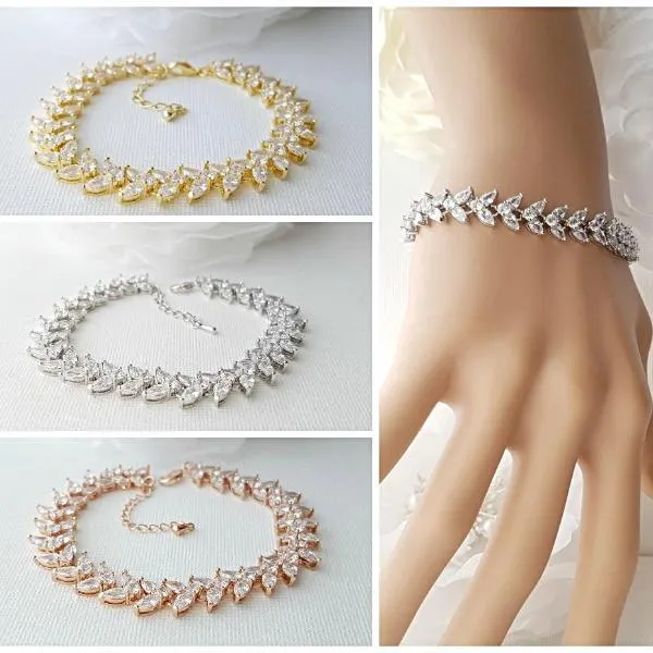 Rose Gold Bracelet for Wedding Formal Events-Katie