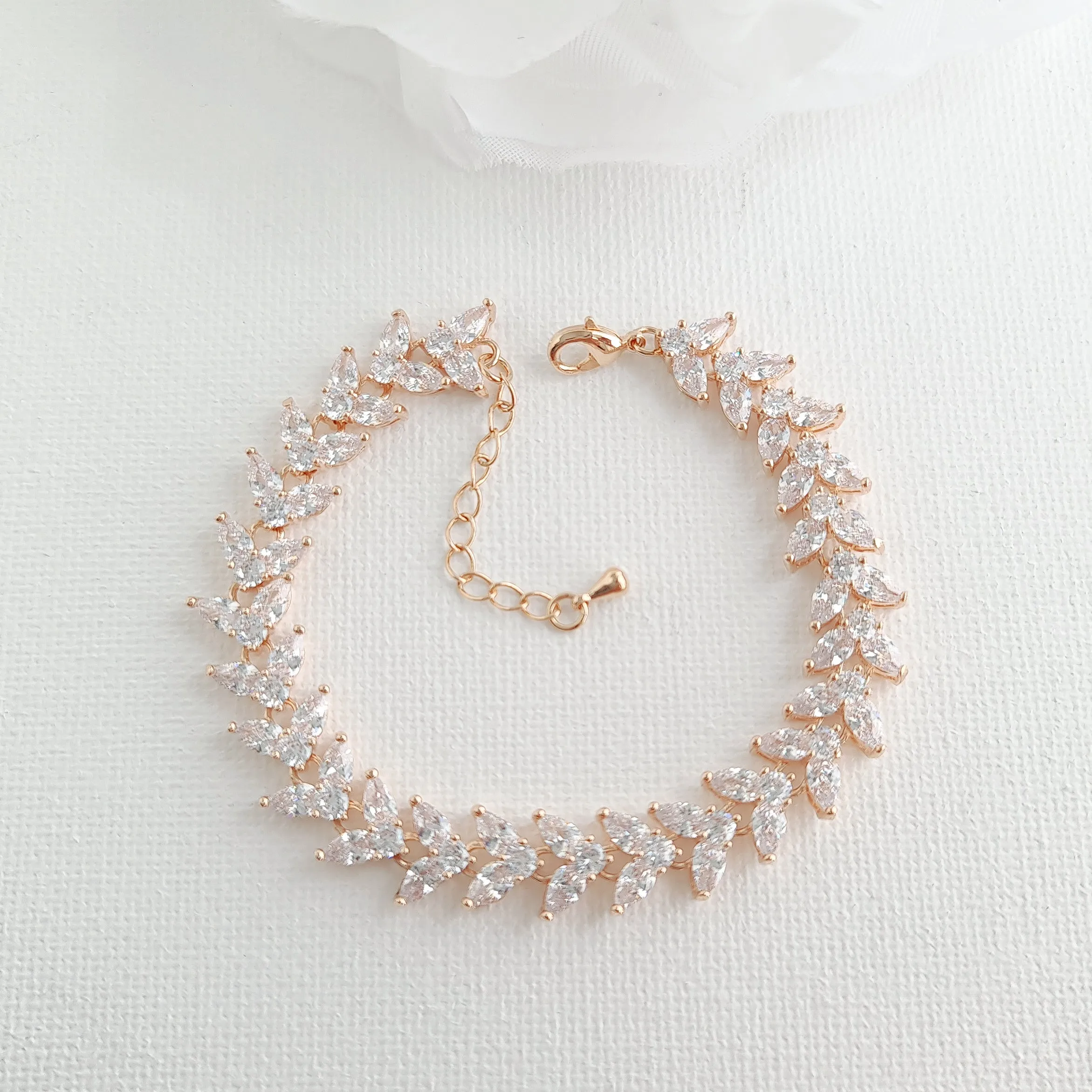 Rose Gold Bracelet for Wedding Formal Events-Katie