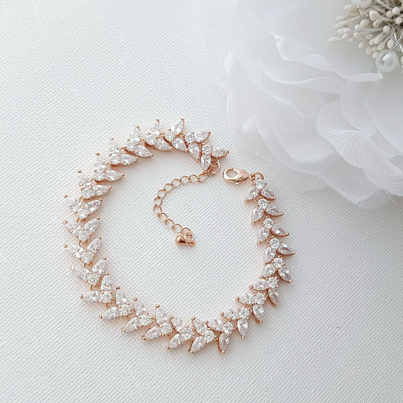 Rose Gold Bracelet for Wedding Formal Events-Katie