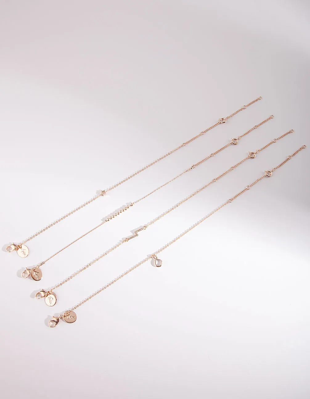 Rose Gold Lightning Bolt Bracelet & Anklet 4 Pack