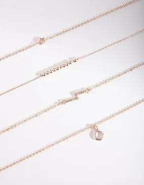 Rose Gold Lightning Bolt Bracelet & Anklet 4 Pack