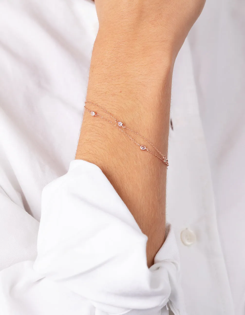 Rose Gold Plated Sterling Silver Cubic Zirconia Bracelet/Anklet