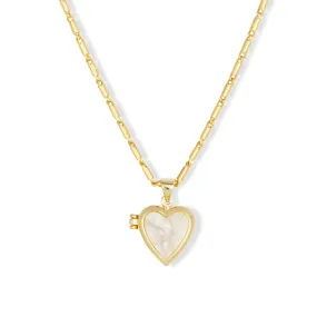 Roxy Heart Locket Necklace White