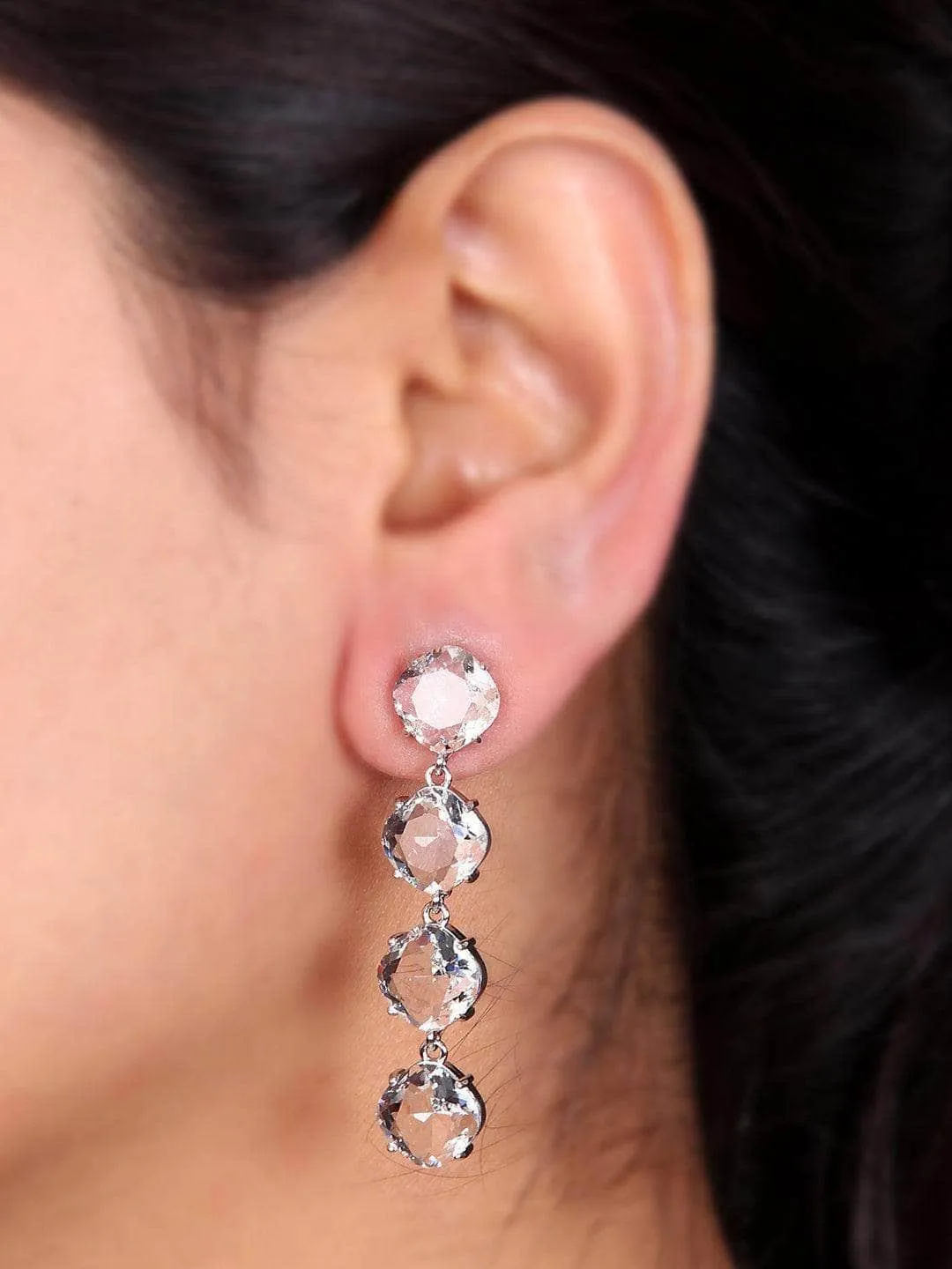 Sai Dhanshika In Embellish Long Earrings Silver