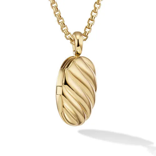 Sculpted Cable Locket in 18K Yellow Gold, 32mm