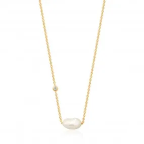 Shiny Gold Pearl Necklace N019-02G