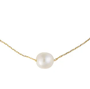 Signature floating pearl necklace - gold