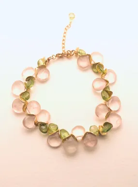 Signature Rose Quartz with Peridot Gold Bracelet