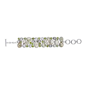 Silesia Praseolite and Peridot Bracelet, Sterling Silver