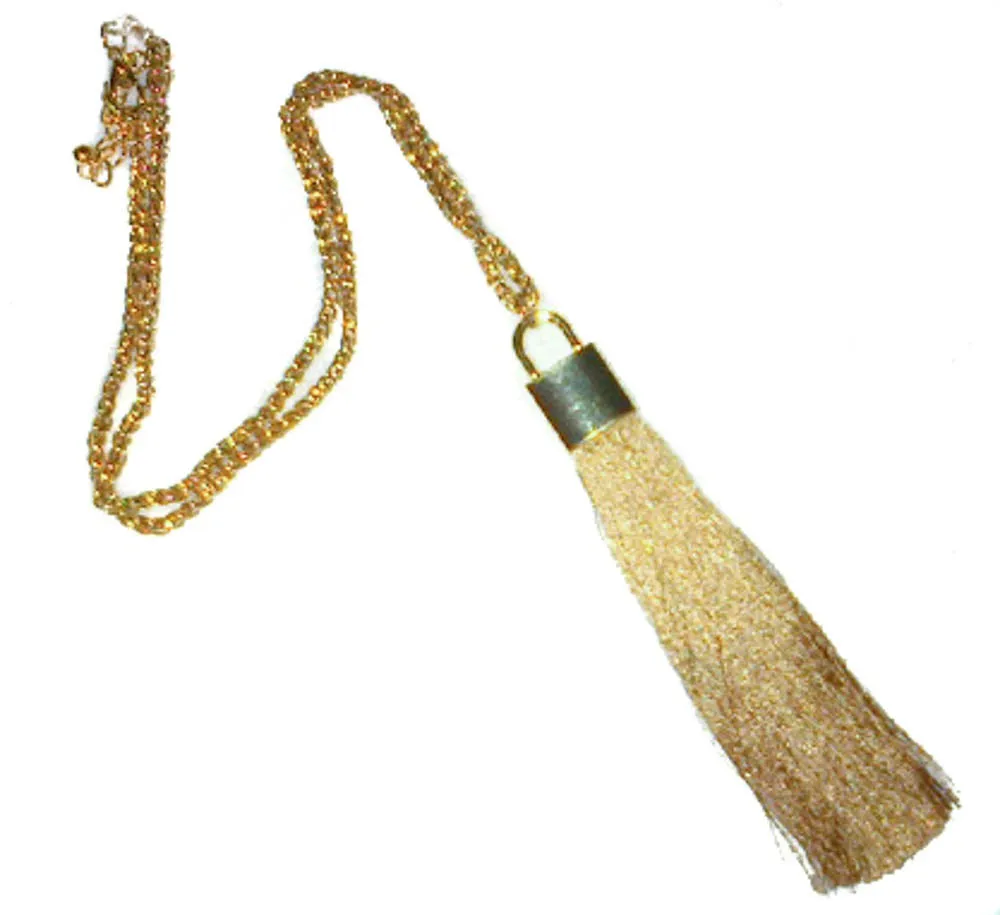 Silk Tassel Square Pendant Necklace