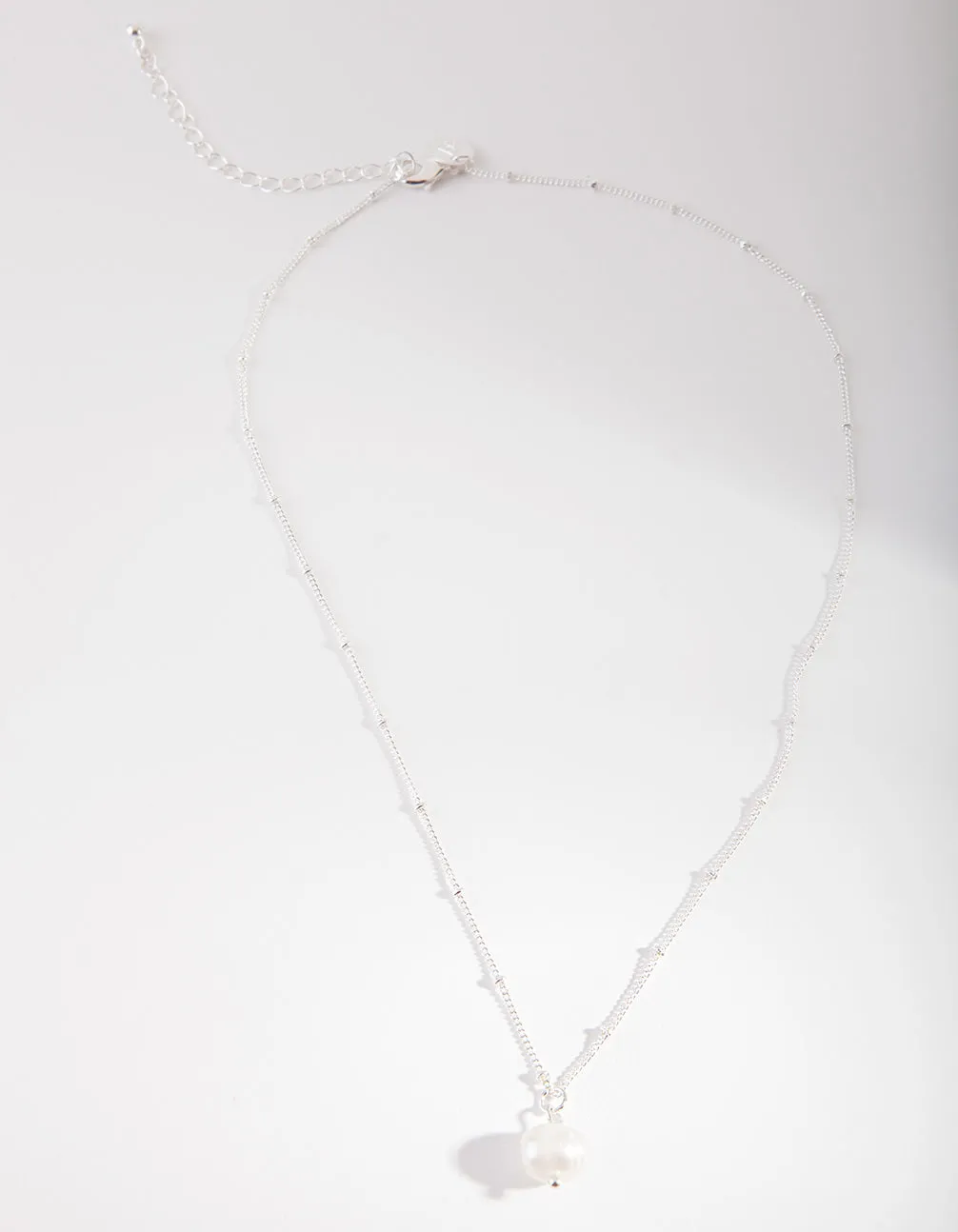 Silver Ball Chain Pearl Necklace