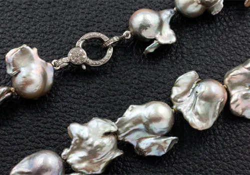 Silver Baroque Pearl Necklace