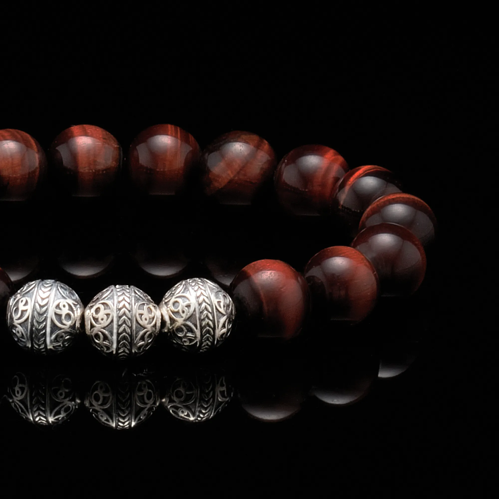 SILVER CLASSIC RED TIGER EYE BRACELET