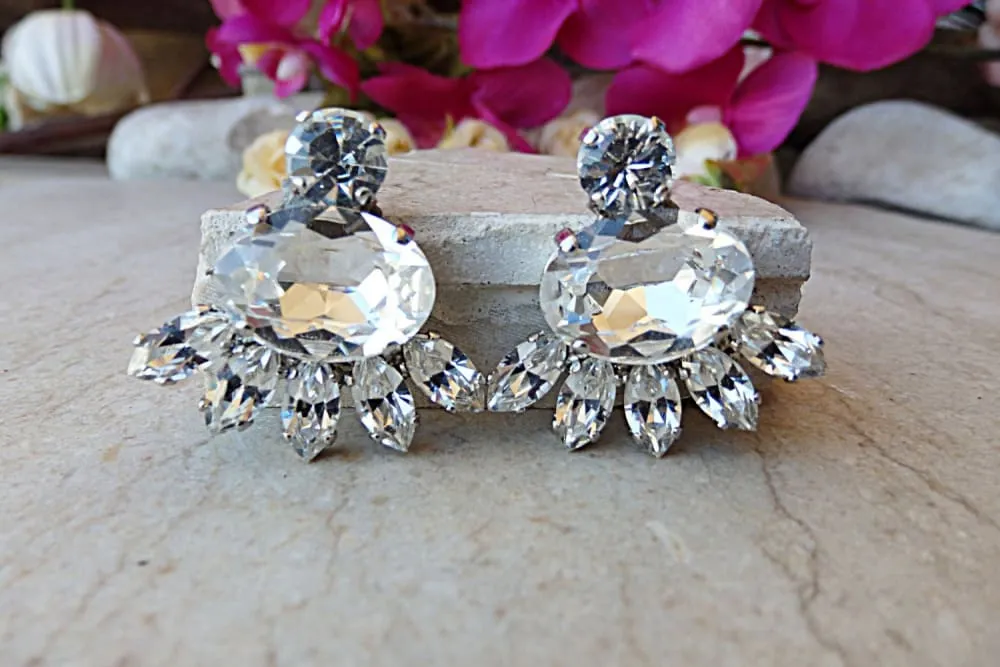 Silver crystal earrings