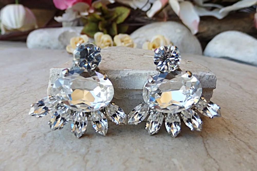 Silver crystal earrings