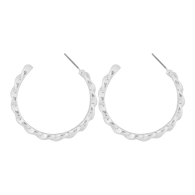 Silver Half Twist Hoop Earrings