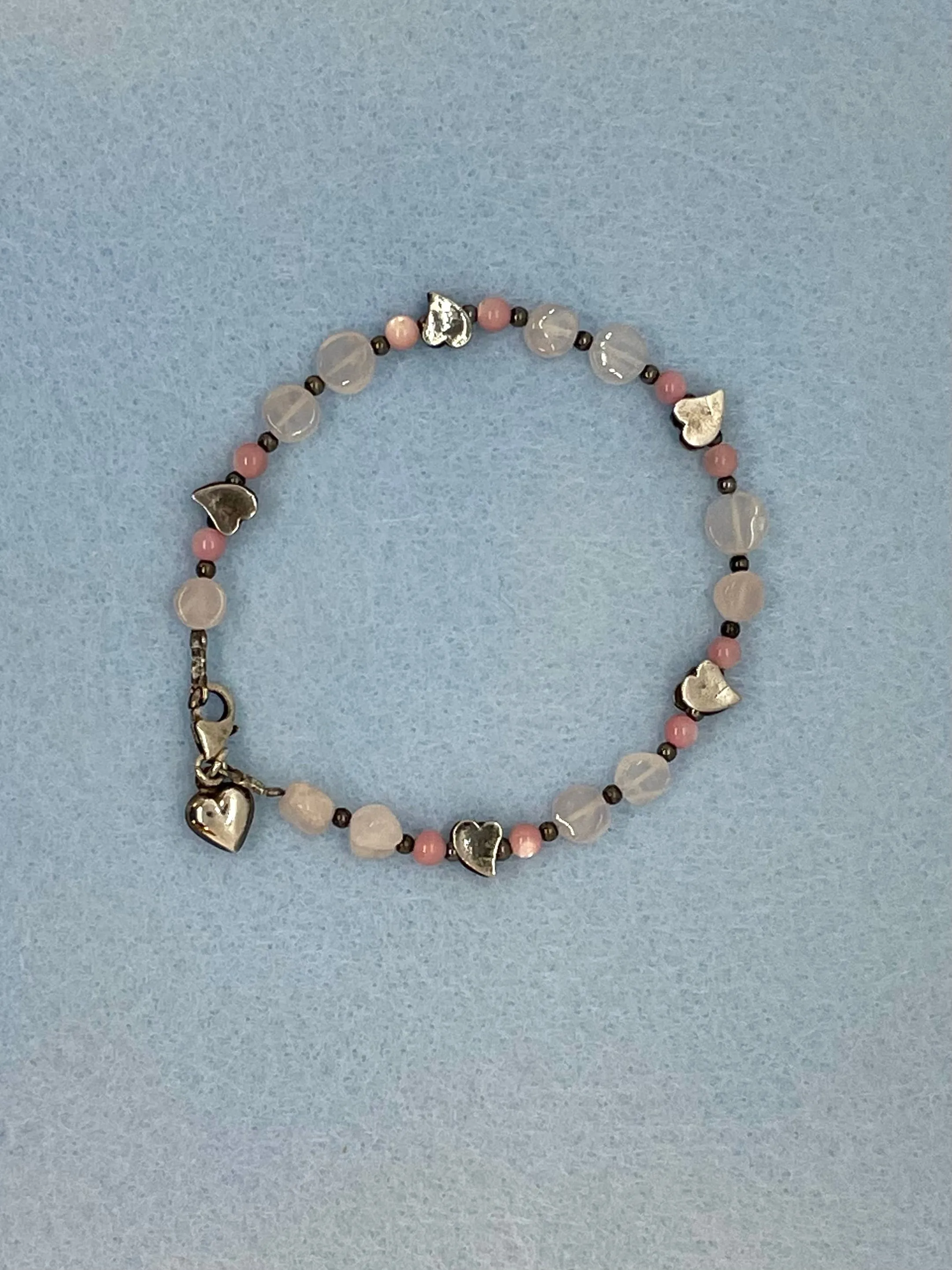 Silver Heart & Stone Bracelet