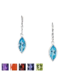 Silver Marquise Gemstone Earrings