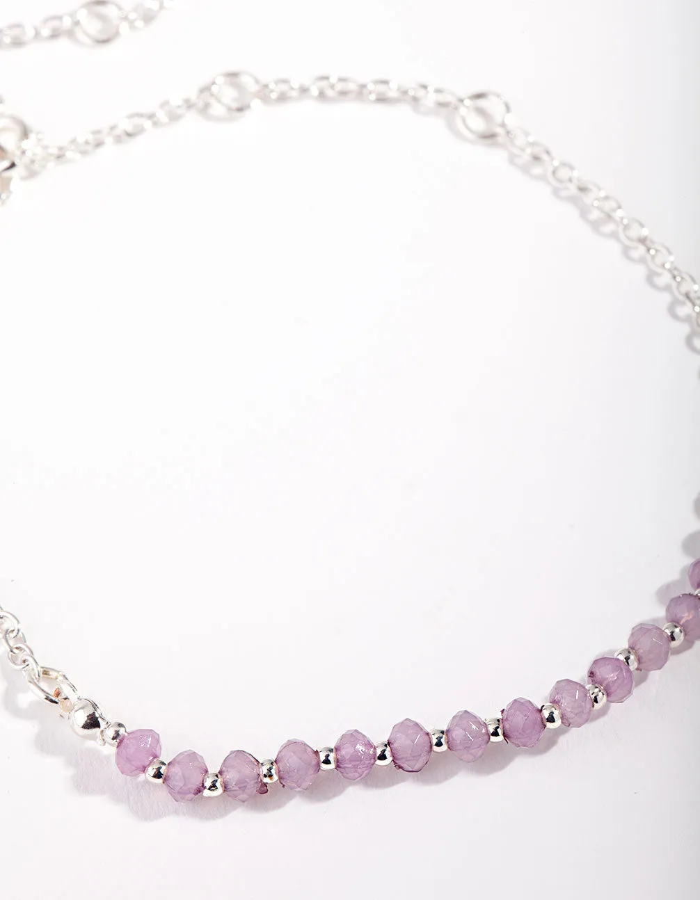 Silver Mixed Amethyst Anklet Pack