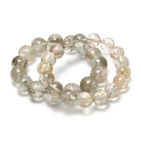 Silver Rutilated Quartz Stretch Bracelet 12mm, 14mm