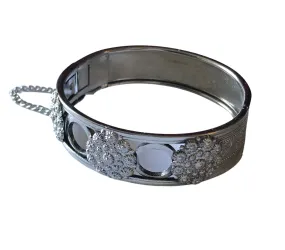 Silver Tone Metal Bangle Bracelet with Medallions circa 1960s