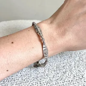 Skinny Bar Etched Silver Bracelet