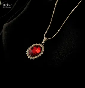 Sleek Red stone silver necklace