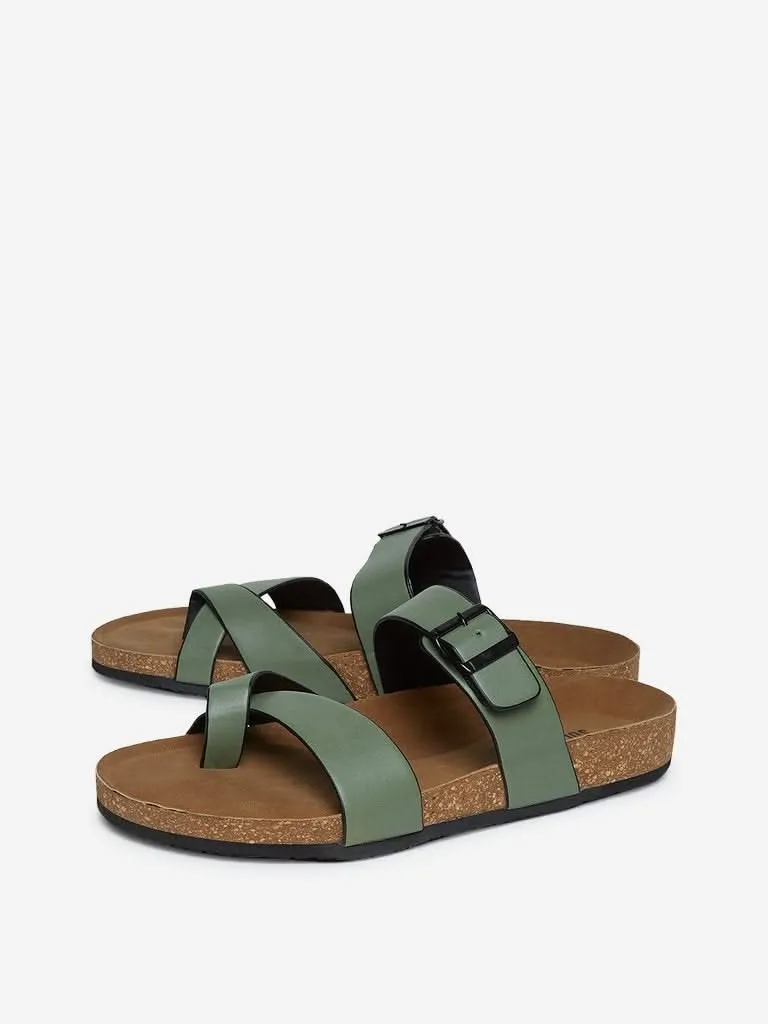 SOLEPLAY Sage Green Buckle-Detailed Sandals