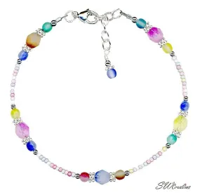 Spring Pastel Crystal Pearl Anklet