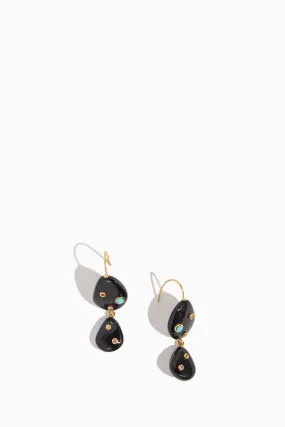 Stacked Stone Earrings in Black Agate