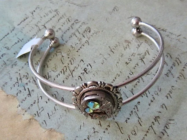 Steampunk Bracelet - Cuff - In the Works - Steampunk watch parts cuff - Bracelet