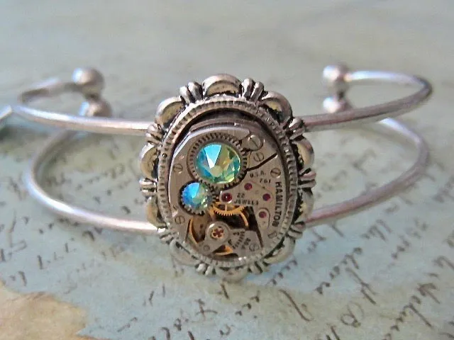 Steampunk Bracelet - Cuff - In the Works - Steampunk watch parts cuff - Bracelet